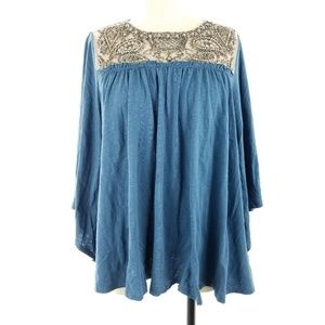 Anthropologie Deletta Top Peasant Beaded Neckline